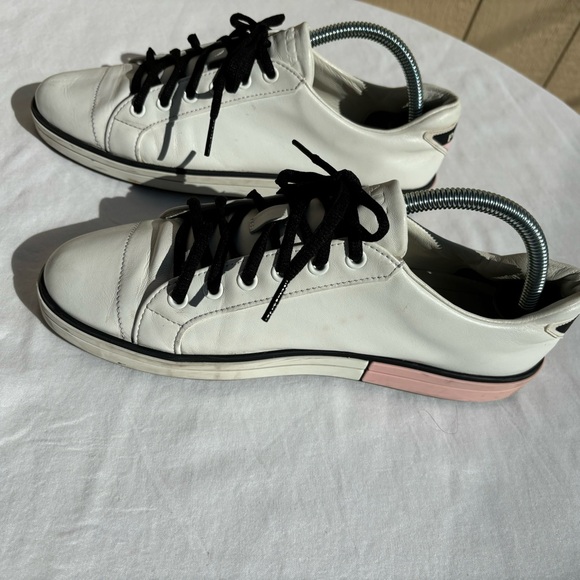 Prada BIANCO LEATHER LACE UP LOGO LOW TOP SNEAKERS - Picture 11 of 16